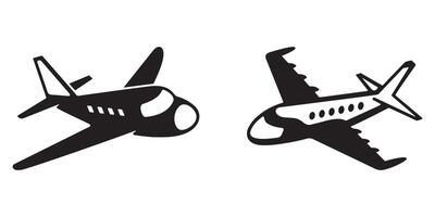 Flat silhouette of a jet airplane from side view vector