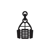 icon of crane moving container silhouette vector