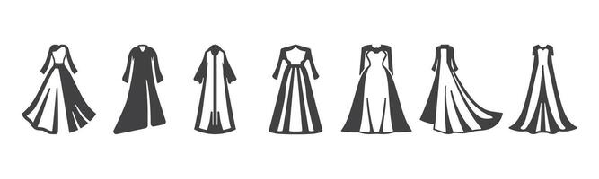 Abaya Dress Silhouette Illustration Set vector