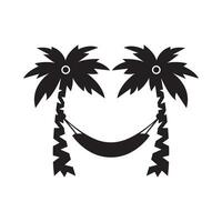 Relaxing hammock on beach silhouette art vector