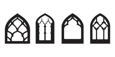 Minimalist Islamic Window Silhouette Set vector