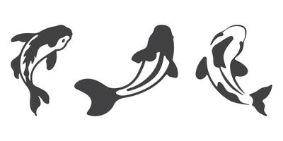 Koi Fish Silhouette Illustration Set vector