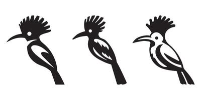Hoopoe Bird Silhouette Set vector