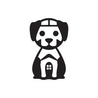 Silhouette illustration of a dog with a house vector