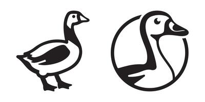 set of goose bird silhouettes vector