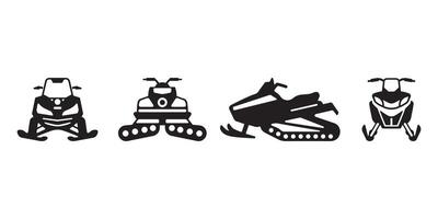 Winter snowmobile silhouette collection in minimal style vector