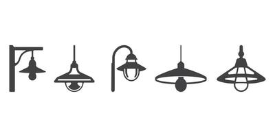 Hanging Lamp Icons Silhouette Set vector