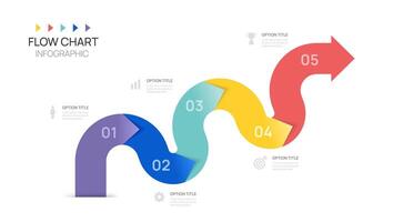 Infographics arrow flow chart timeline business 5 steps to success template. vector