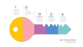 infographic key success achievement grow template for business. growth or progress to achieve target goal 5 step. vector