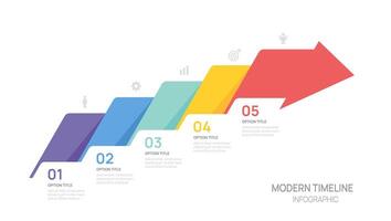 Infographics arrow symbol 5 steps timeline business to success template. vector