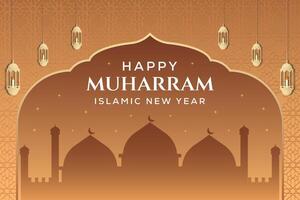 happy islamic new year background illustration in gradient style vector