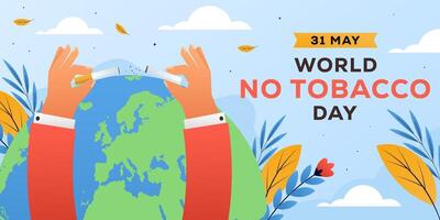 world no tobacco day horizontal banner illustration in gradient style vector