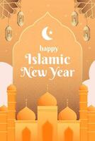 islamic new year poster illustration in gradient style vector