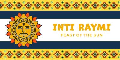 inti raymi feast of the sun horizontal banner illustration vector