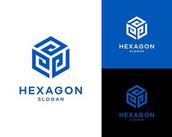 Abstract Hexagon Modern Geometric Cube Digital Isometric Box Symbol Logo Design Illustration vector