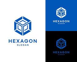 Abstract Hexagon Modern Geometric Cube Digital Box Symbol Logo Design Illustration vector