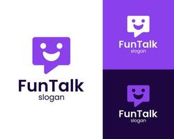 Happy Chat Bubble With Smiling Face Modern For Communication App Logo Design Illustration vector