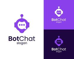 Chatbot AI Robot Head Speech Bubble for Tech Auto Communication Logo Design Illustration vector