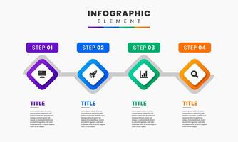 Timeline Infographic Element Design icon template with 4 steps. Can be used for process diagram, presentations, workflow layout, banner, infographic vector
