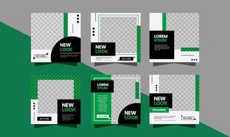 Set of Square Banner Template Design. with a modern Green and Black color scheme. Suitable for social media post, web internet ads, and Digital Marketing. vector