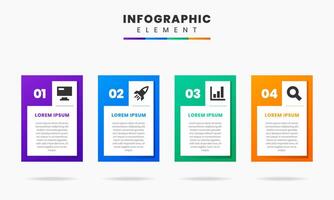 Rectangle Shape, Infographic Element Design Template with icons and 4 numbers. Can be used for process diagram, presentations, workflow layout, banner, flow chart, info graph. vector