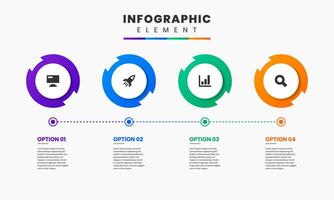 Timeline Infographic Element Design icon templates with 4 options. Can be used for process diagram, presentations, workflow layout, banner, flow chart, infographic. vector