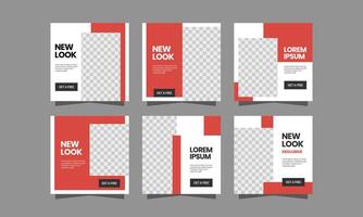 Square Banner Social Media Post. Set of Square Banner Template Design. with a modern Red color scheme. Suitable for social media post, and Digital Marketing. vector