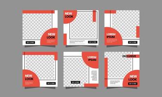 Square Banner Social Media Post. Set of Square Banner Template Design. with a modern Red color scheme. Suitable for social media post, web internet ads, and Digital Marketing. vector