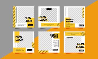 Square Banner Social Media Post. Set of Square Banner Template Design. with a modern Yellow and Black color scheme. Suitable for social media post, web internet ads, and Digital Marketing. vector