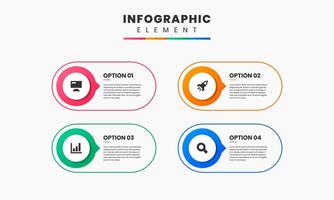 Circle Infographic Element Design icon templates with 4 options or steps. Can be used for process diagram, presentations, workflow layout, banner, flow chart vector