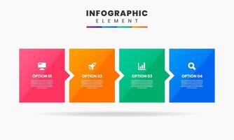 Graphic Infographic Element Design icon template with 4 options. Can be used for process diagram, presentations, workflow layout, flow chart, infographic. vector