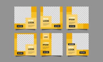 Square Banner Social Media Post. Set of Square Banner Template Design. with a modern Yellow color scheme. Suitable for social media post, web internet ads, and Digital Marketing. vector