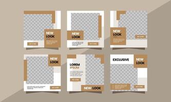 Square Banner Social Media Post. Set of Square Banner Template Design. with a modern Brown and Gray color scheme. Suitable for social media post, web internet ads, and Digital Marketing. vector