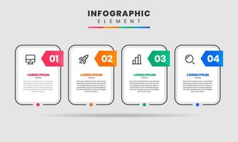 Label Infographic design with icons and 4 Numbers, Thin line vector