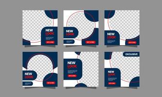 Square Banner Social Media Post. Set of Square Banner Template Design. with a modern Blue and Red color scheme. Suitable for social media post, web internet ads, and Digital Marketing. vector