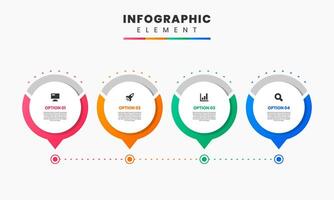 Timeline Infographic Element Design icon templates with 4 options, can be used for process diagram, presentations, workflow layout, banner, flow chart, infographic. vector