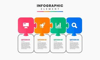 Puzzle Infographic Element Design icon templates with 4 options or steps. Can be used for process diagram vector