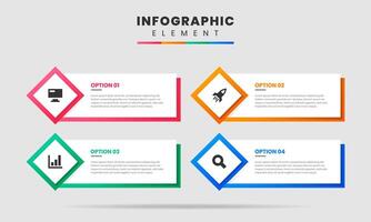 Label Infographic Element Design icon template with 4 options, can be used for process diagram, presentations, workflow layout, banner, flow chart, infographic. vector