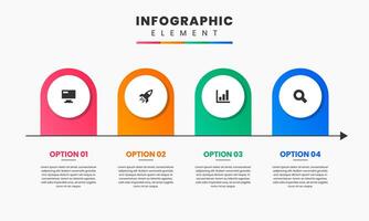 Timeline Infographic Element Design icon templates with 4 options, can be used for process diagram, presentations, workflow layout, banner, flow chart vector
