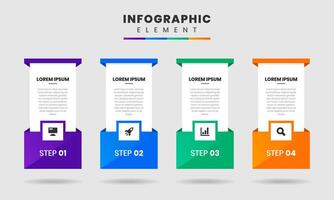 Abstract Infographic Element Design icon templates with 4 steps. Can be used for process diagram, presentations, workflow layout, banner, flow chart, infographic. vector