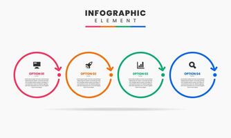 Line Infographic Element Design icon templates with 4 options. Can be used for process diagram, presentations, workflow layout, banner, flow chart, infographic. vector