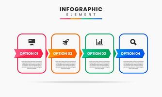 Line Infographic Element Design icon templates with 4 options. Can be used for process diagram, presentations, workflow layout, banner, flow chart vector