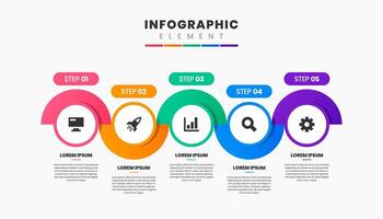 Timeline Infographic Element Design Icon Templates with 5 Steps. Can be used for Process Diagram, Presentations, Workflow Layout, Banner, Flow Chart vector
