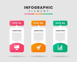 Infographic Element Design icon templates with 3 steps. Can be used for process diagram, presentations, workflow layout, banner, flow chart, infographic vector