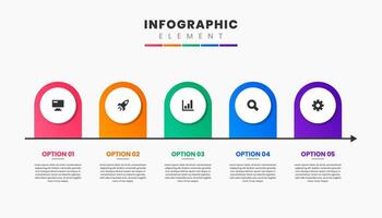 Circle Infographic Element Design Icon Templates with 5 Options. Can be used for Process Diagram, Presentations, Workflow Layout, Banner, Flow Chart, Infographic. vector