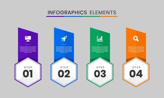 Label Infographic Element Design Templates with Icons and 4 Steps. Suitable for Process Diagram, Presentations, Workflow Layout, Banner, Flow Chart vector