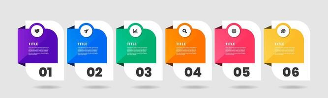 Abstract Infographic Element Design Templates with Icons and 6 Numbers. Suitable for Process Diagram, Presentations, Workflow Layout, Flow Chart, Infographic vector