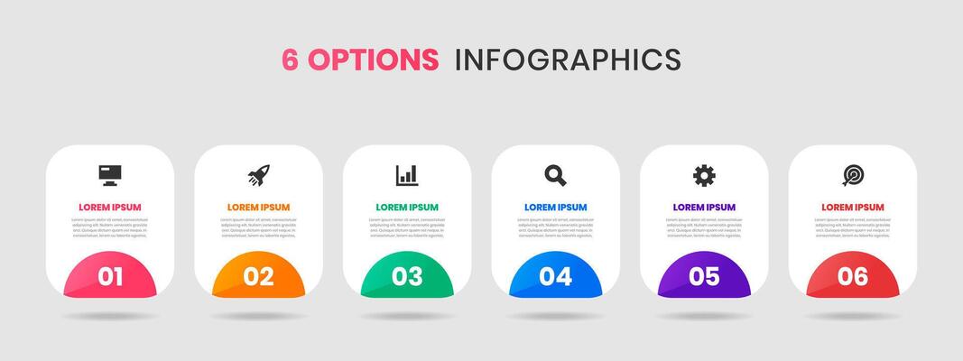 Infographic Element Design Templates with Icons and 6 Numbers. Good for Process Diagram, Presentations, Workflow Layout, Banner, Flow Chart, Infographic