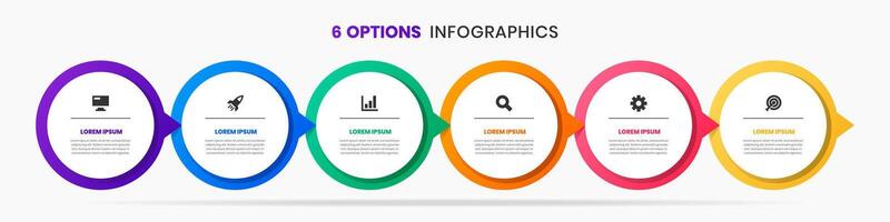 Circle Infographic Element Design Templates with Icons and 6 Options or Steps. Suitable for Process Diagram, Presentations, Workflow Layout, Infographic vector