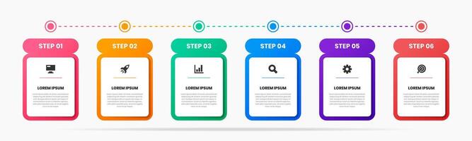 Infographic Element Design Templates with Icons and 6 Steps. Suitable for Process Diagram, Presentations, Workflow Layout, Banner, Infographic. vector
